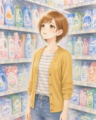 次の週末、同じ洗剤の棚の前。何も手に取らずに、顔を少し上げて、ゆっくり息をはくみはるさん