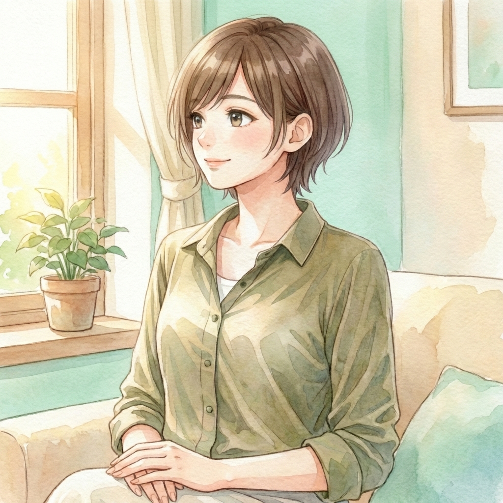 窓際で穏やかに座っているみはるさん